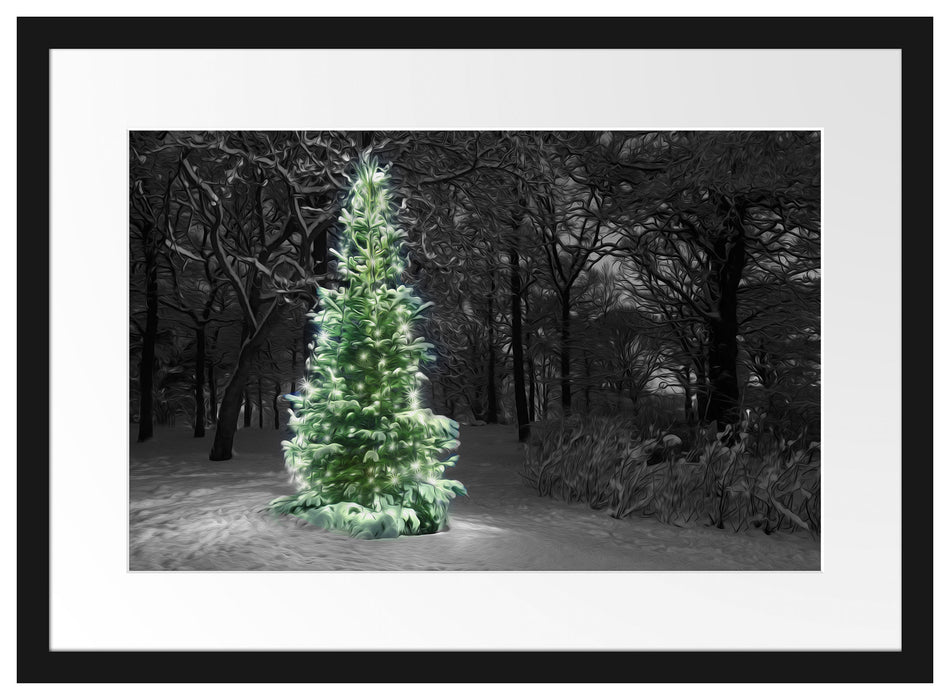 Weihnachtsbaum im Winter Passepartout 55x40