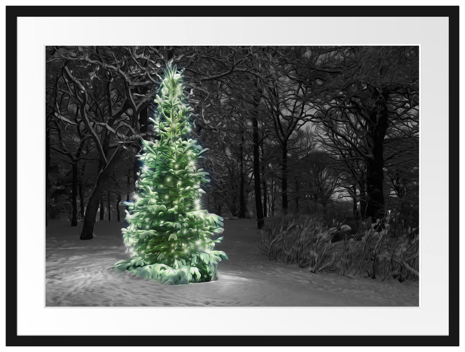Weihnachtsbaum im Winter Passepartout 80x60
