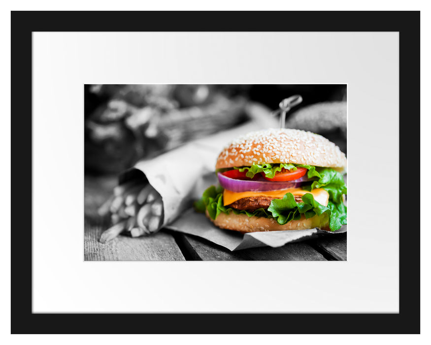 Burger mit Pommes Passepartout 38x30