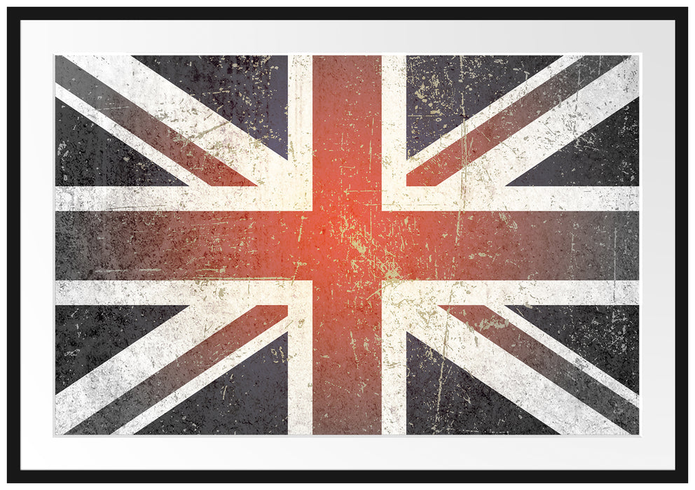 Pixxprint British Union Jack, im Galerie-Passepartout Bilderrahmen