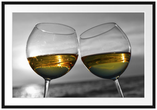 Wein in Gläsern am Meer Passepartout 100x70