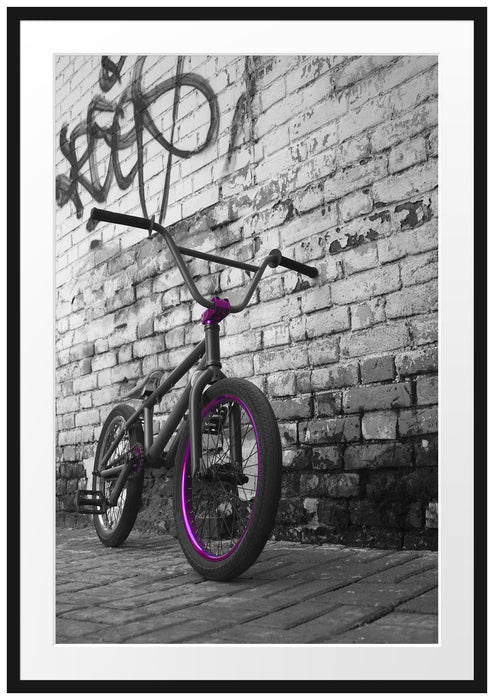 Pixxprint BMX Fahrrad Graffiti, im Galerie-Passepartout Bilderrahmen