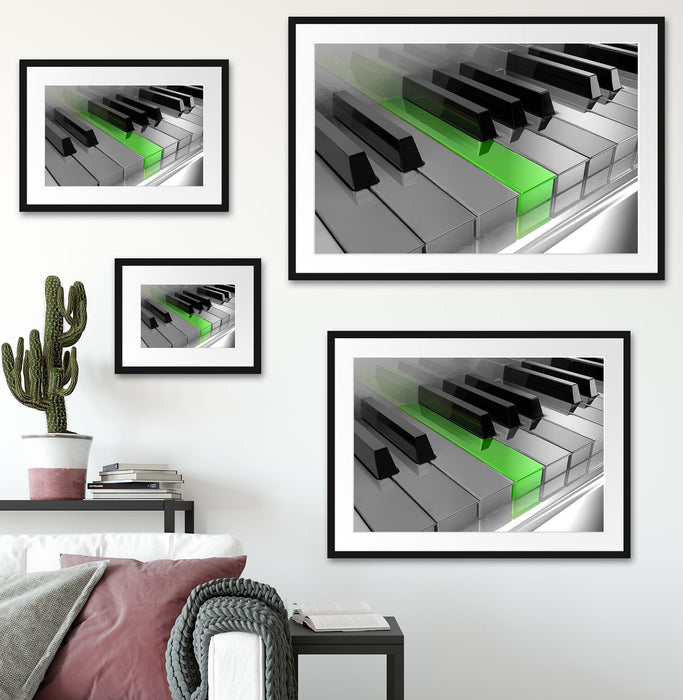 Piano green Klaviertasten Passepartout Dekovorschlag