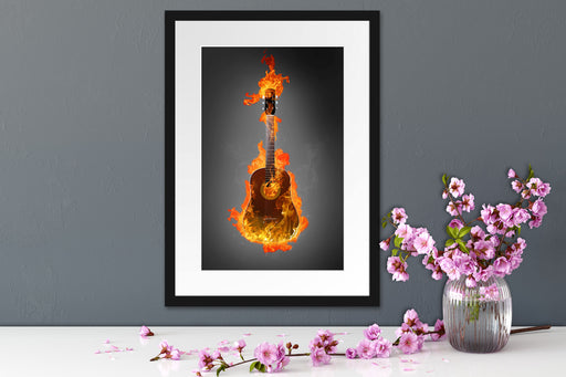 Brennende Gitarre Heiße Flammen Passepartout Wohnzimmer