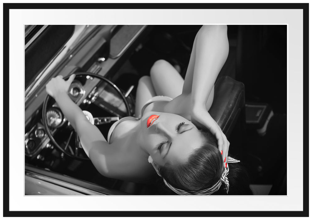 Pixxprint Rockabilly Retro Style, im Galerie-Passepartout Bilderrahmen