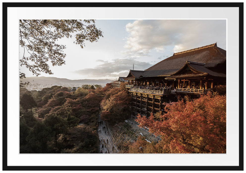 Pixxprint Kiyomizu-dera Tempel in Kyoto, im Galerie-Passepartout Bilderrahmen