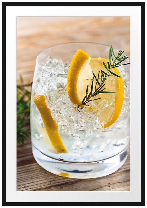 Pixxprint Gin Tonic Drinks, im Galerie-Passepartout Bilderrahmen