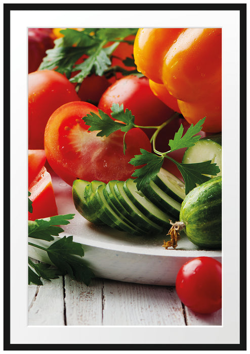 Obst Gemüse Gurke Tomaten Passepartout 100x70