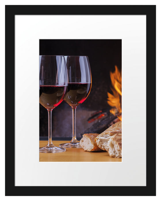 Baguette Wein Picknick B&W Passepartout 38x30