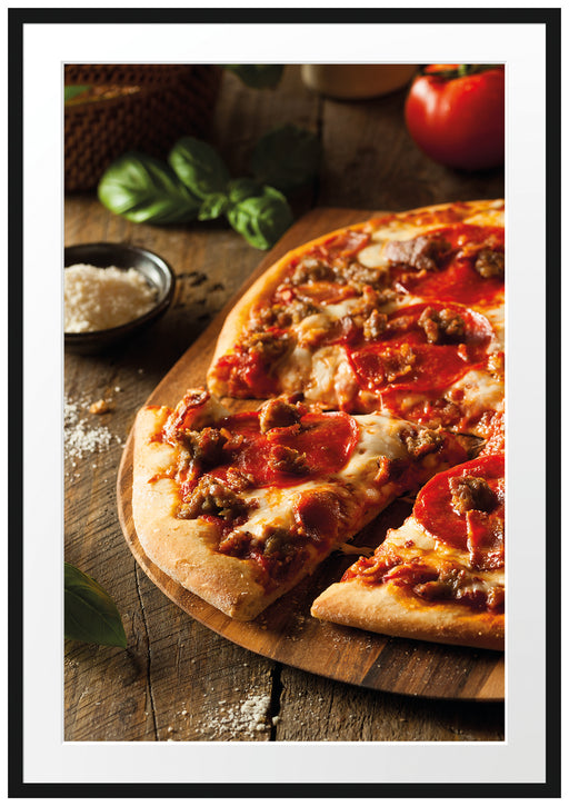 Pizza Käse Salamipizza Passepartout 100x70