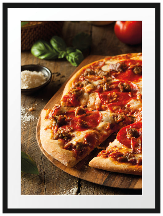 Pizza Käse Salamipizza Passepartout 80x60