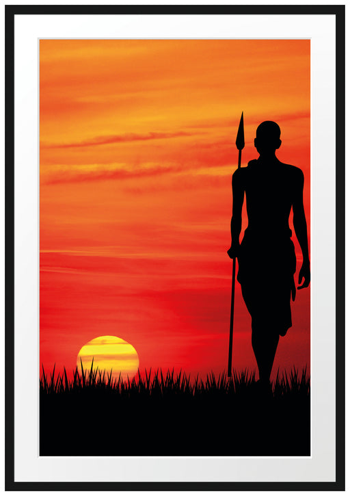 Roter Sonnenuntergang in Afrika Passepartout 100x70