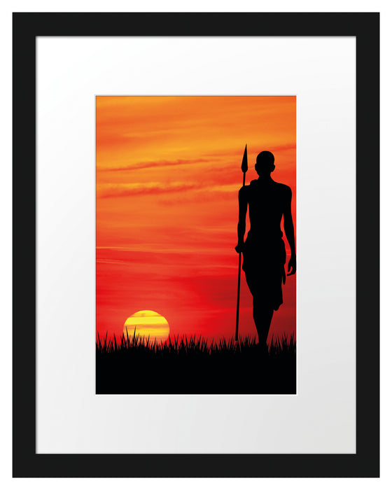 Roter Sonnenuntergang in Afrika Passepartout 38x30