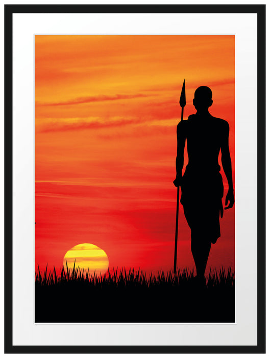 Roter Sonnenuntergang in Afrika Passepartout 80x60