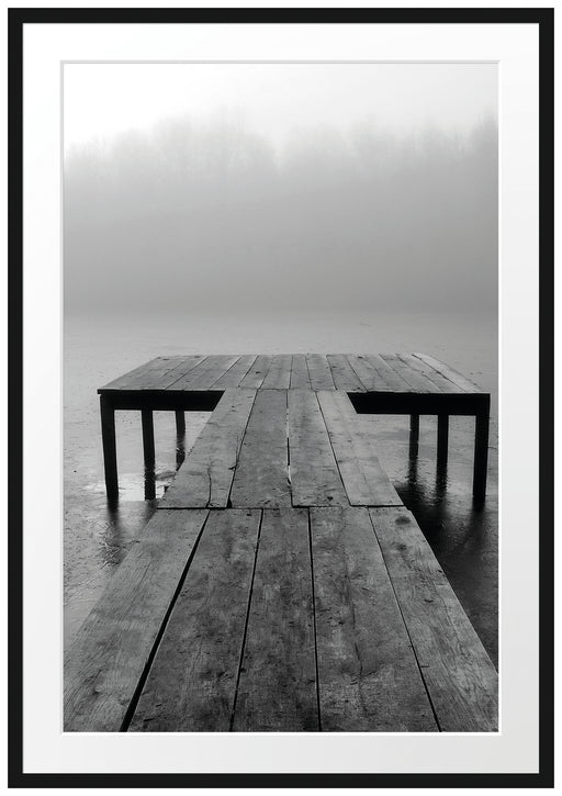 Steg am See Nebel Passepartout 100x70
