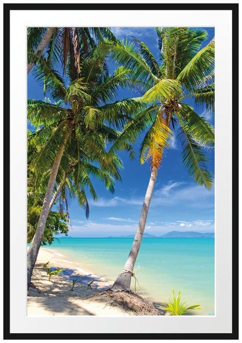 Pixxprint Palmen Traumstrand, im Galerie-Passepartout Bilderrahmen