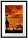 Afrika Giraffen im Sonnenuntergang Passepartout 55x40
