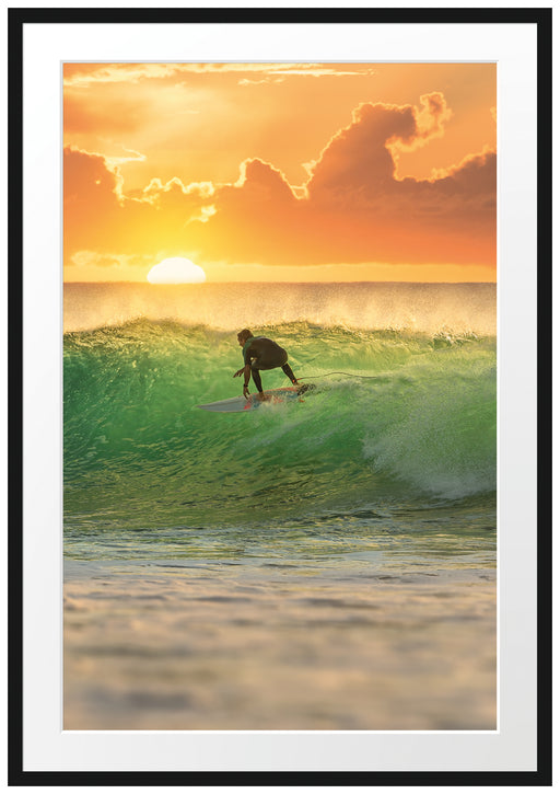 Surfen im Sonnenuntergang Passepartout 100x70