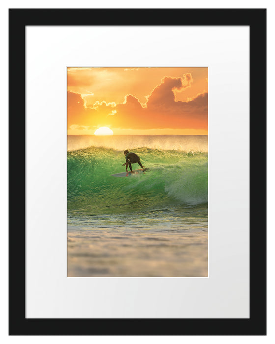 Surfen im Sonnenuntergang Passepartout 38x30