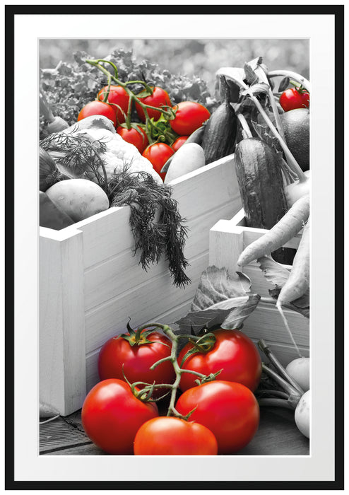Pixxprint Tomaten im Gemüsekorb, im Galerie-Passepartout Bilderrahmen