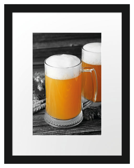 Biergläser Hefeweizen mit Hopfen Passepartout 38x30