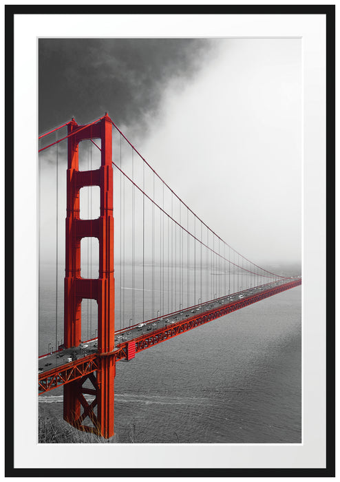Pixxprint Golden Gate Bridge Aussicht, im Galerie-Passepartout Bilderrahmen