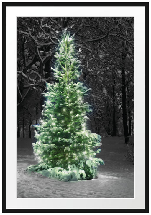 Weihnachtsbaum im Winterwald Passepartout 100x70