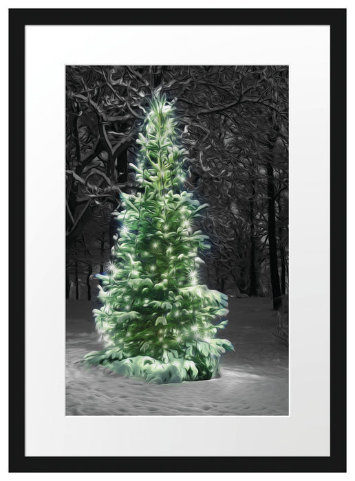 Weihnachtsbaum im Winterwald Passepartout 55x40