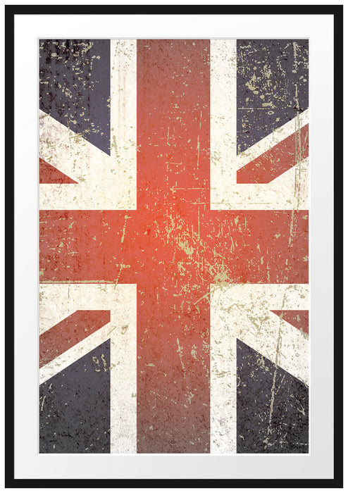 Pixxprint UK Flagge, im Galerie-Passepartout Bilderrahmen