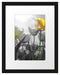 wunderschöne Tulpenwiese schwarz/weiß Passepartout 38x30