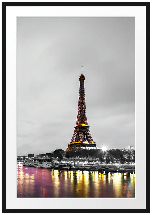 Pixxprint Eifelturm, im Galerie-Passepartout Bilderrahmen