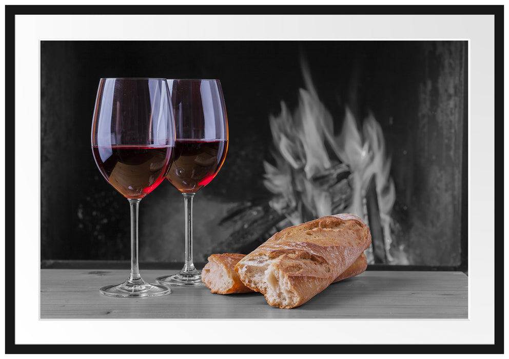 Baguette Wein Picknick Passepartout 100x70