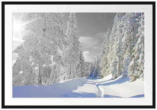 Winterlandschaft mit Bäumen Passepartout 100x70