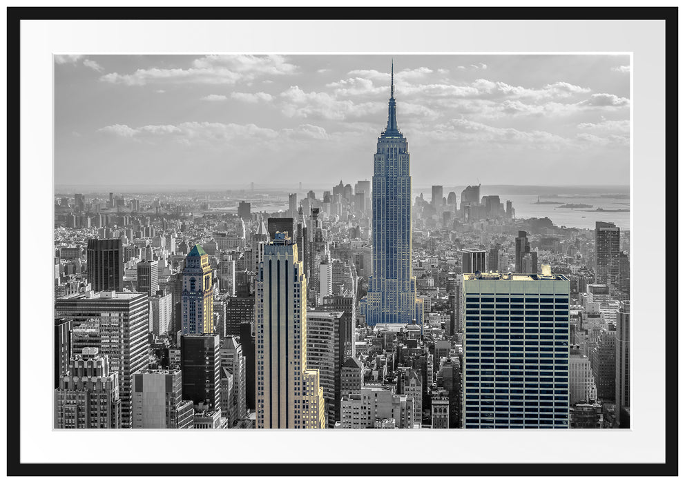 Pixxprint New Yorker Empire State Building, im Galerie-Passepartout Bilderrahmen