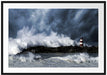 Tobendes Meer mit Leuchtturm Passepartout 100x70