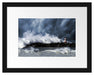 Tobendes Meer mit Leuchtturm Passepartout 38x30