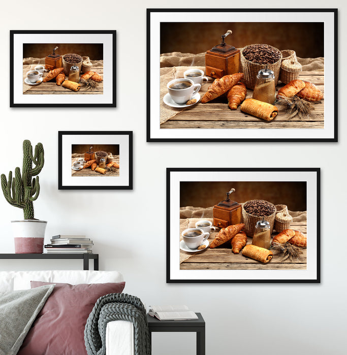 Aromatischer Kaffee mit Croissant Passepartout Dekovorschlag