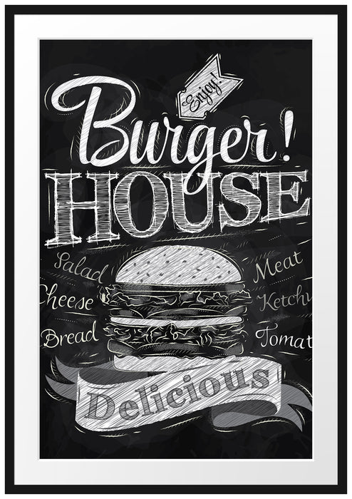Pixxprint Burger House, im Galerie-Passepartout Bilderrahmen