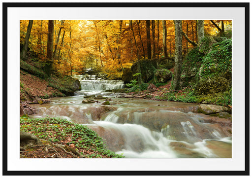 Waldbach im Herbst Passepartout 100x70