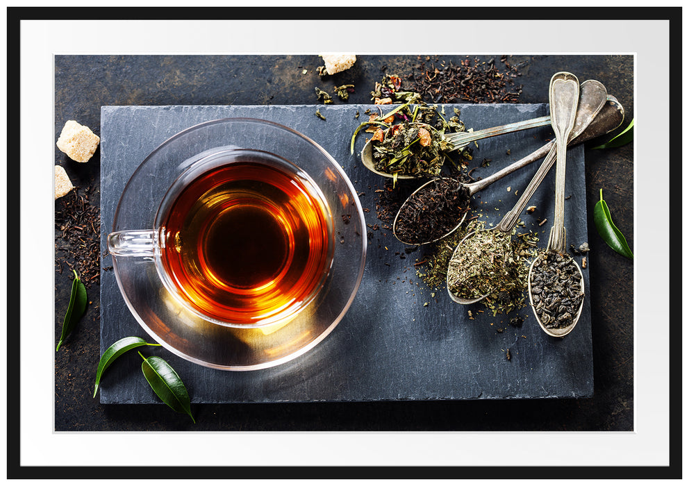 Pixxprint Heißer Kräutertee, im Galerie-Passepartout Bilderrahmen
