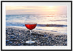 Weinglas am Strand Passepartout 100x70