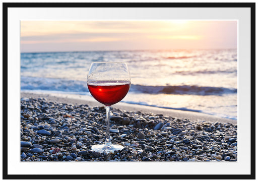 Weinglas am Strand Passepartout 100x70