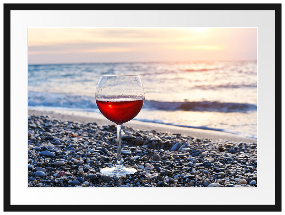 Weinglas am Strand Passepartout 80x60