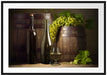 Fässer mit Weintrauben und Wein Passepartout 100x70