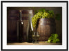 Fässer mit Weintrauben und Wein Passepartout 80x60