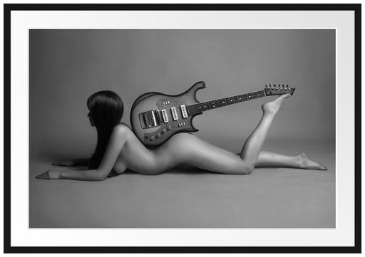 Nackte Frau mit Gitarre Passepartout 100x70