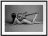 Nackte Frau mit Gitarre Passepartout 80x60