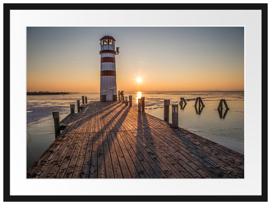 Leuchtturm vor Sonnenuntergang Passepartout 80x60