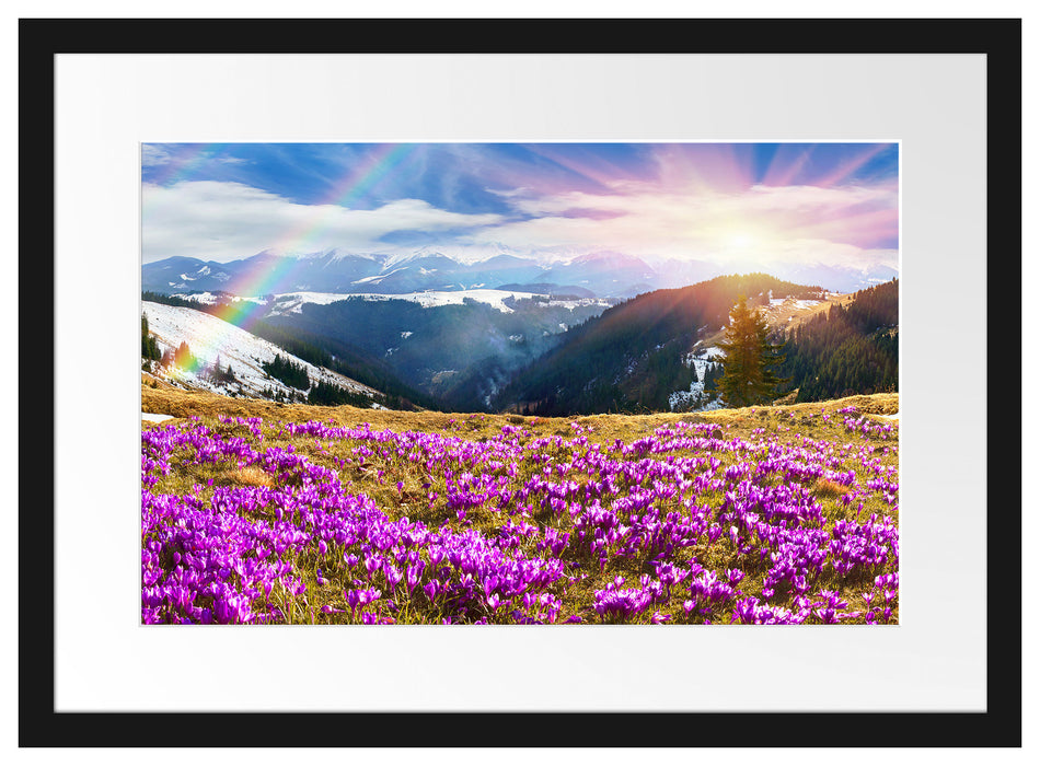 Berge mit Regenbogen Passepartout 55x40