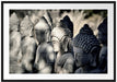 Buddha-Statuen in einer Reihe Passepartout 100x70